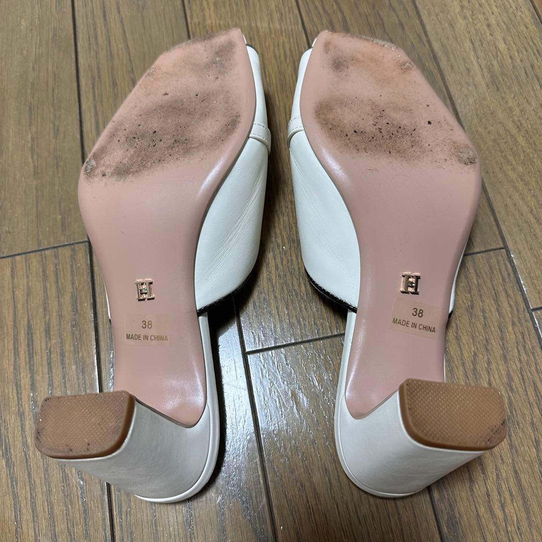 ☆*i様 Bit Square-Toe Mules バニラ 38