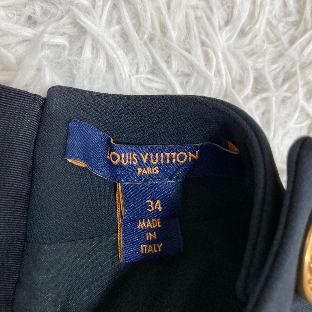 17442✨ルイヴィトン 金ボタン LVロゴ レース切替フレアワンピース