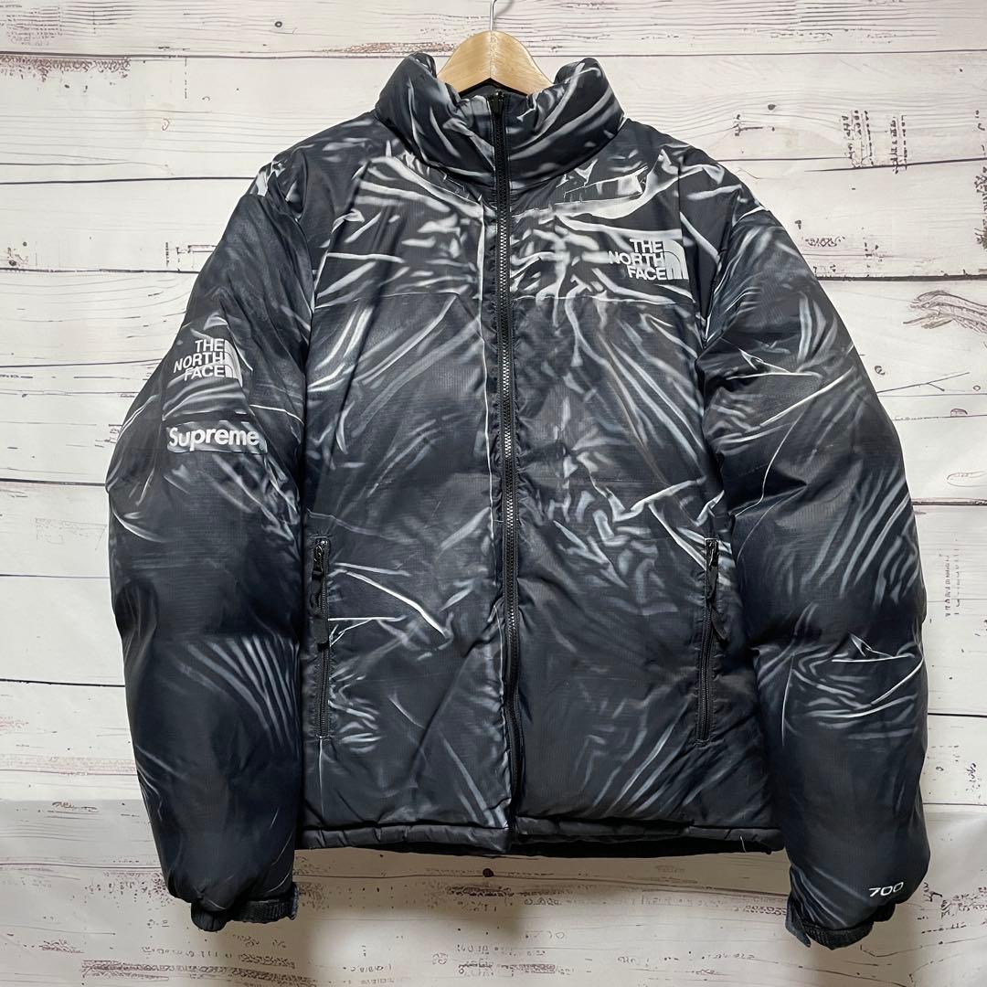 Supreme ノースフェイス ダウンジャケット 騙し絵ヌプシ 黒 L パーカー
