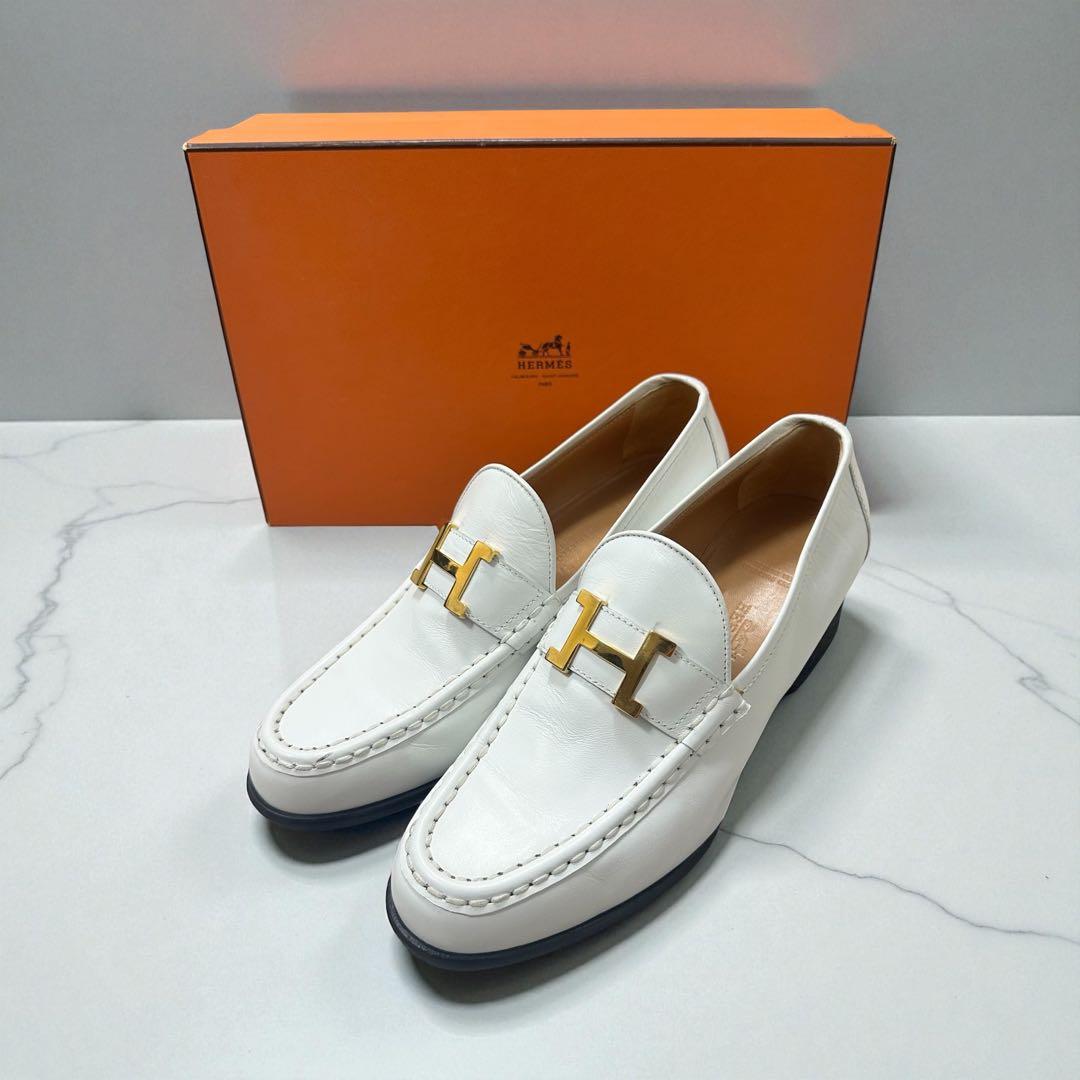 エルメス モカシンパリ ローファー ヒール 37 24cm モカシン パリ 37 エルメス - メルカリ