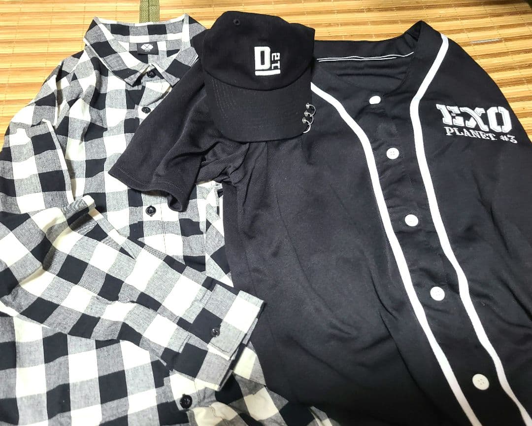 EXO D.O. ギョンス 公式 ベースボールシャツ チェックシャツ キャップ