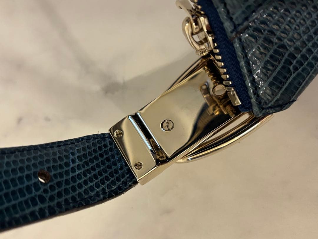 GUCCI グッチ グラム リザードスキン ブルー スパンコール バッグ