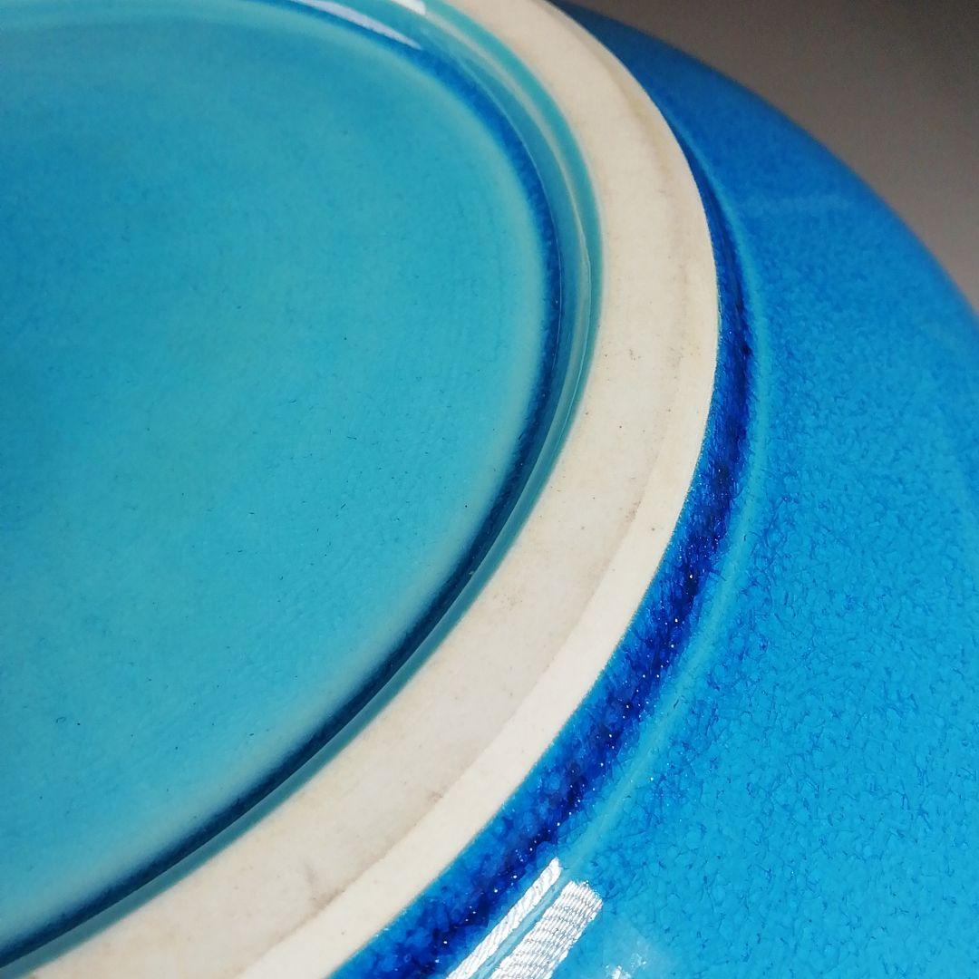 T996 水指 『浅黄交趾 捻梅』『平安 叶松谷 造』 共箱 茶道具