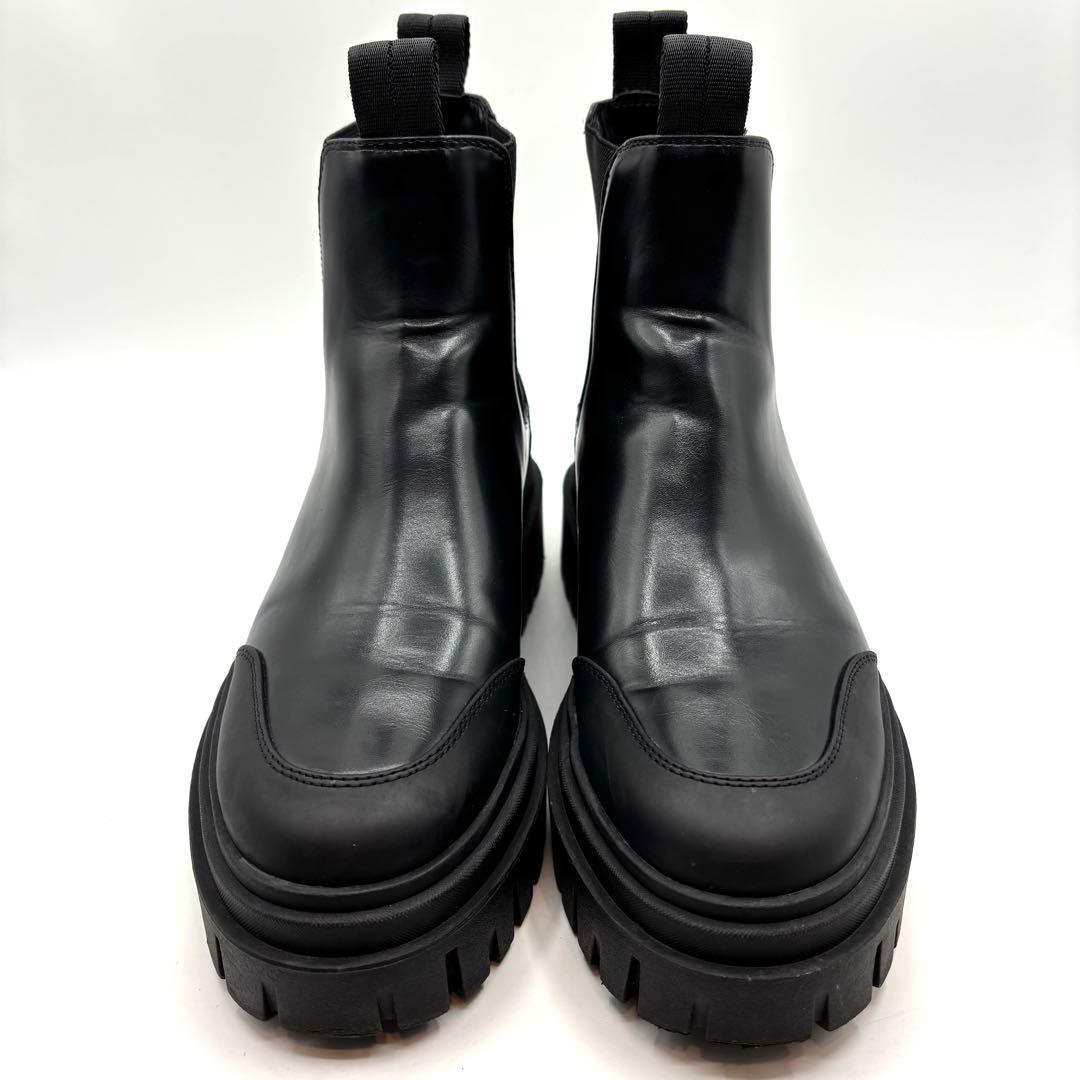 ZARA ザラ サイドゴアブーツ 厚底 トラックソール 24cm 本革 ブラック