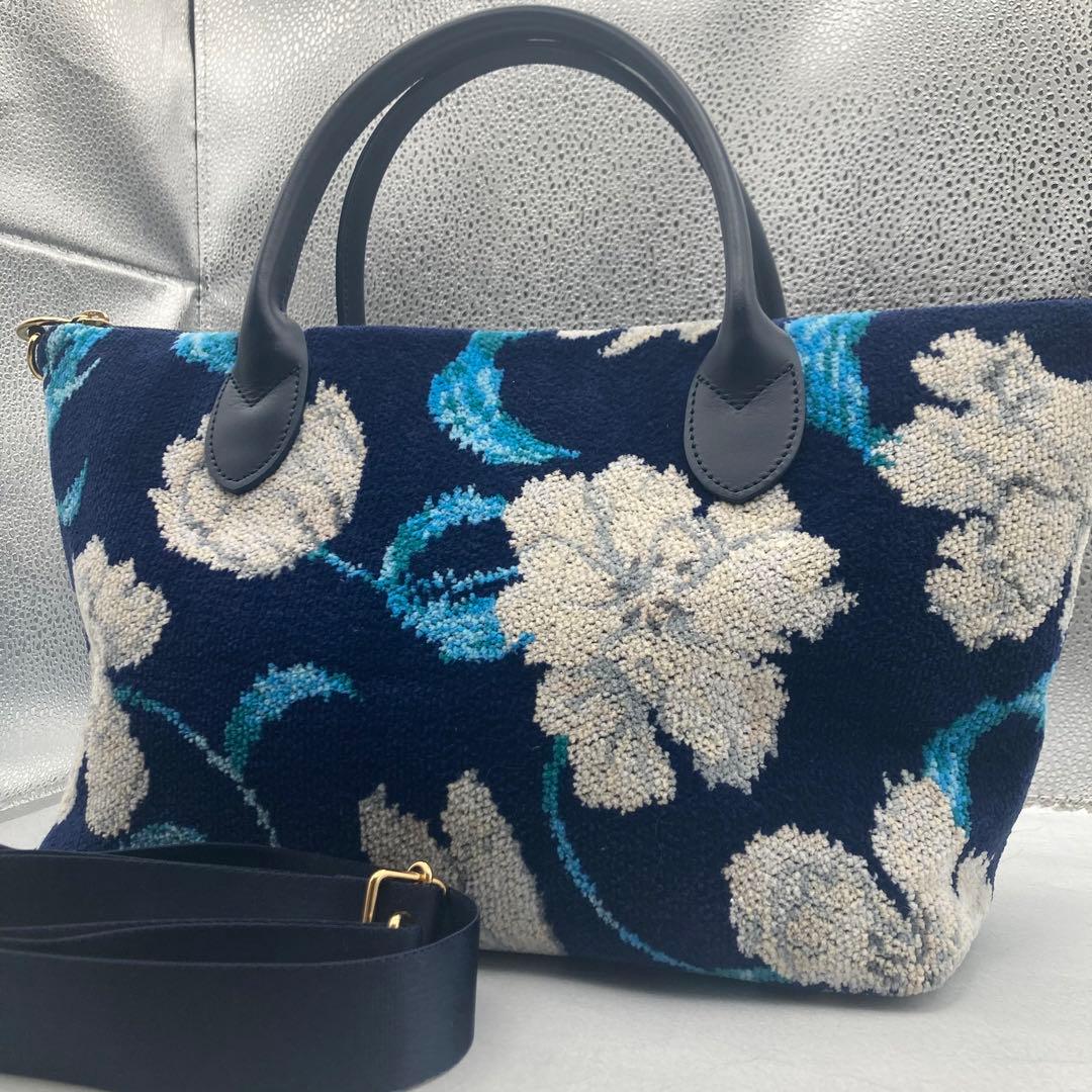 極美品✨ フェイラー　ピュアリティ　シュニール織　ハンドバッグ　ショルダー　紺色 feiler（フェイラー） バッグ スウィートトリート 紺 ネイビー SWT