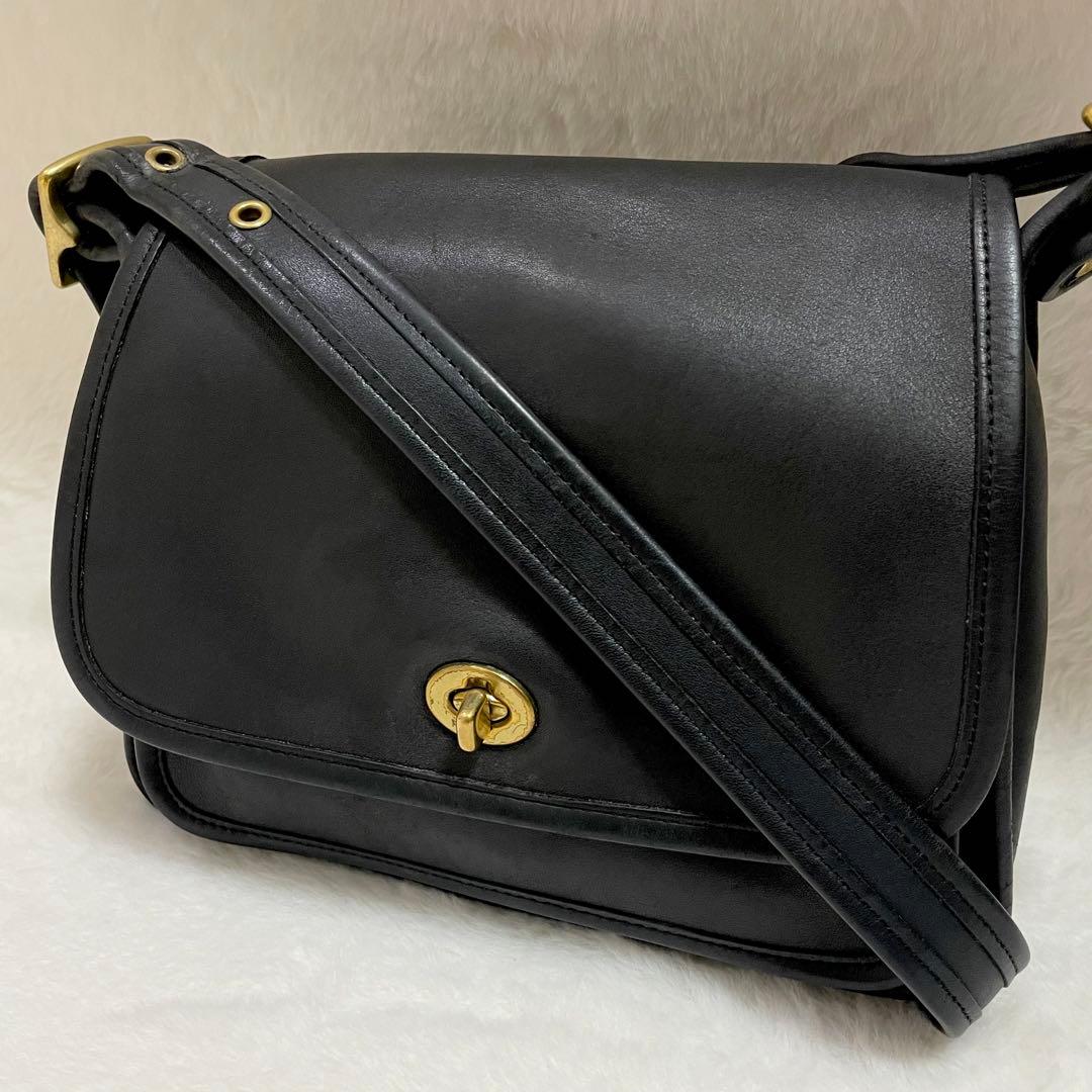美品✨オールドコーチ ショルダーバッグ ターンロック ブラック レザー