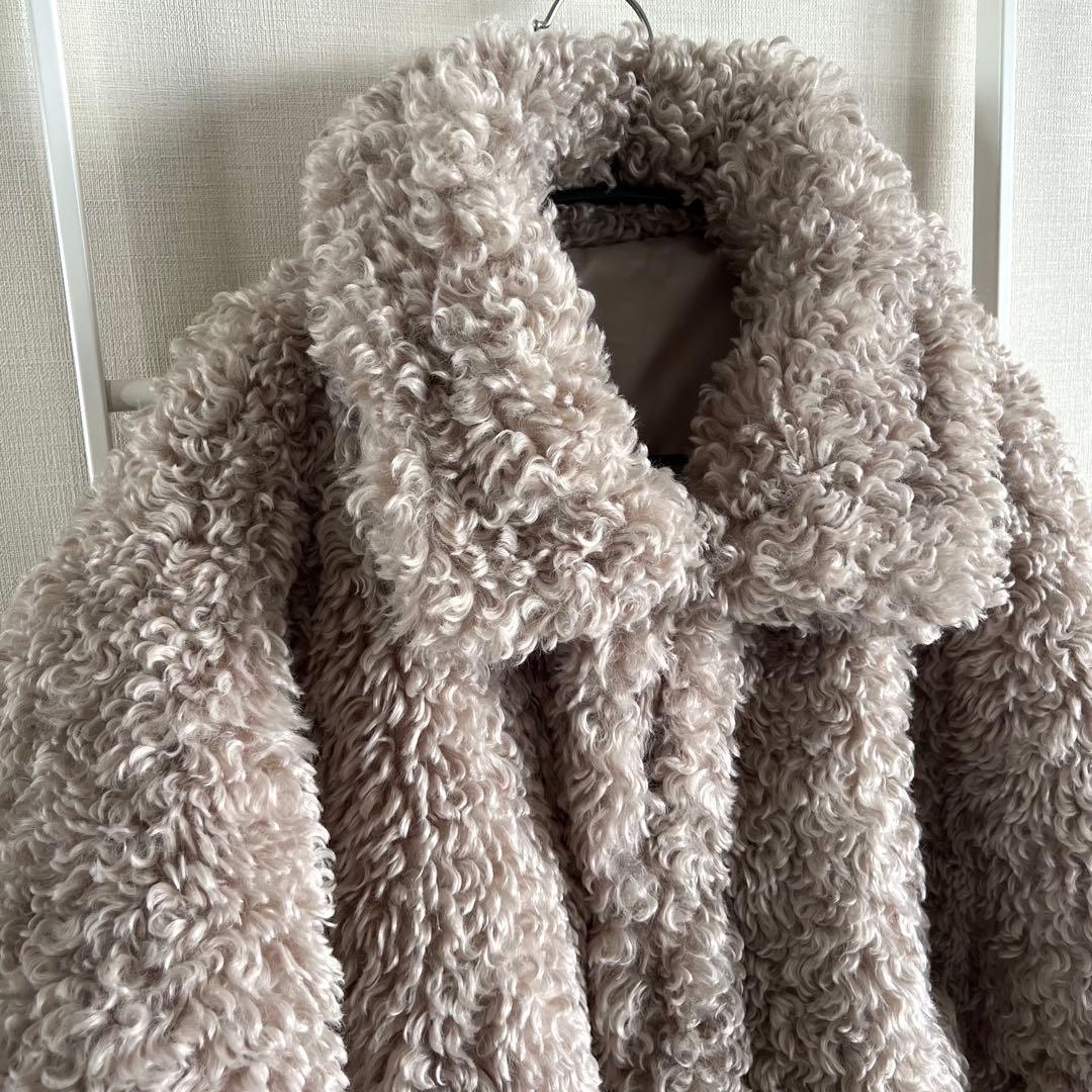 新品FENNELフェンネル ボアポンチョベスト グレージュ M YAMADAYA