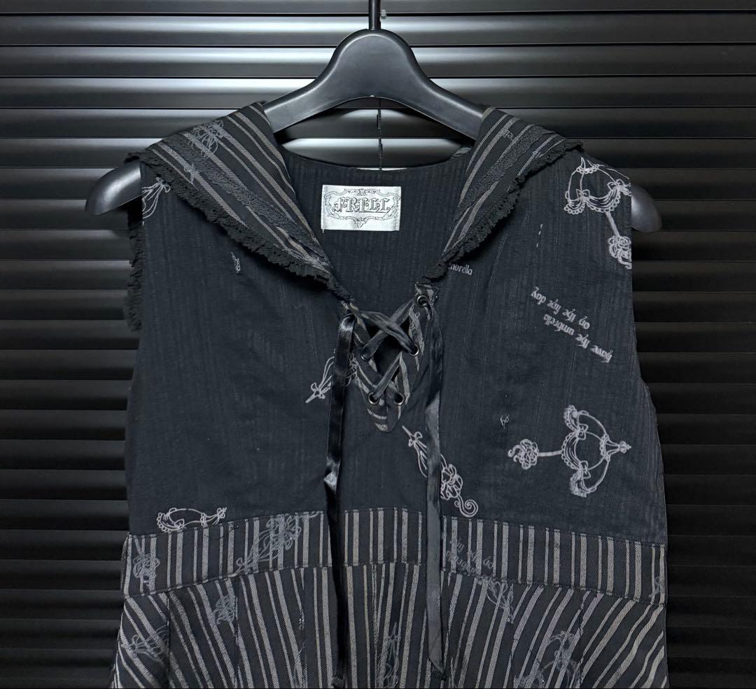 h.naoto FRELL セーラー レース ストライプ柄 ワンピース ゴスロリ