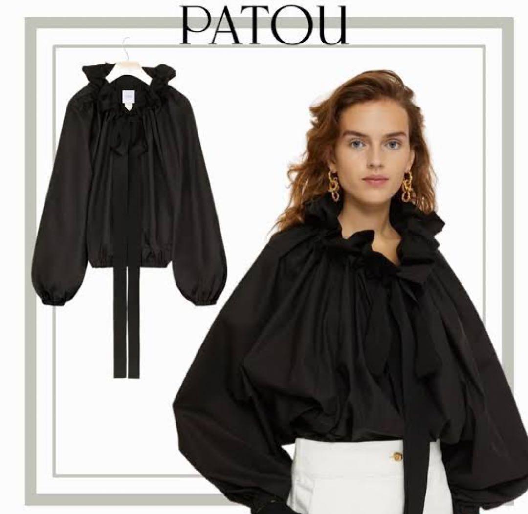 PATOU パトゥ/ドローストリングス ラッフルフリル ブラウス ギャザー