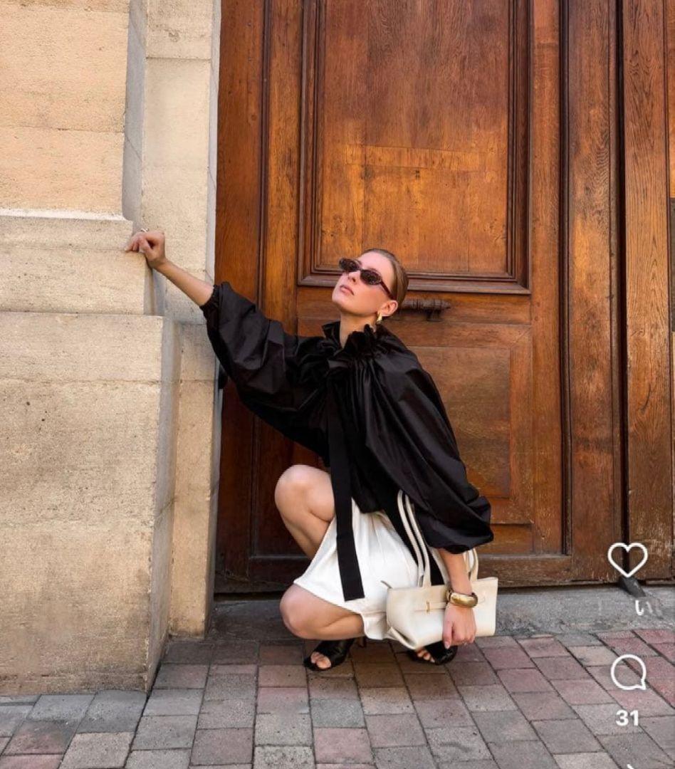 PATOU パトゥ/ドローストリングス ラッフルフリル ブラウス ギャザー