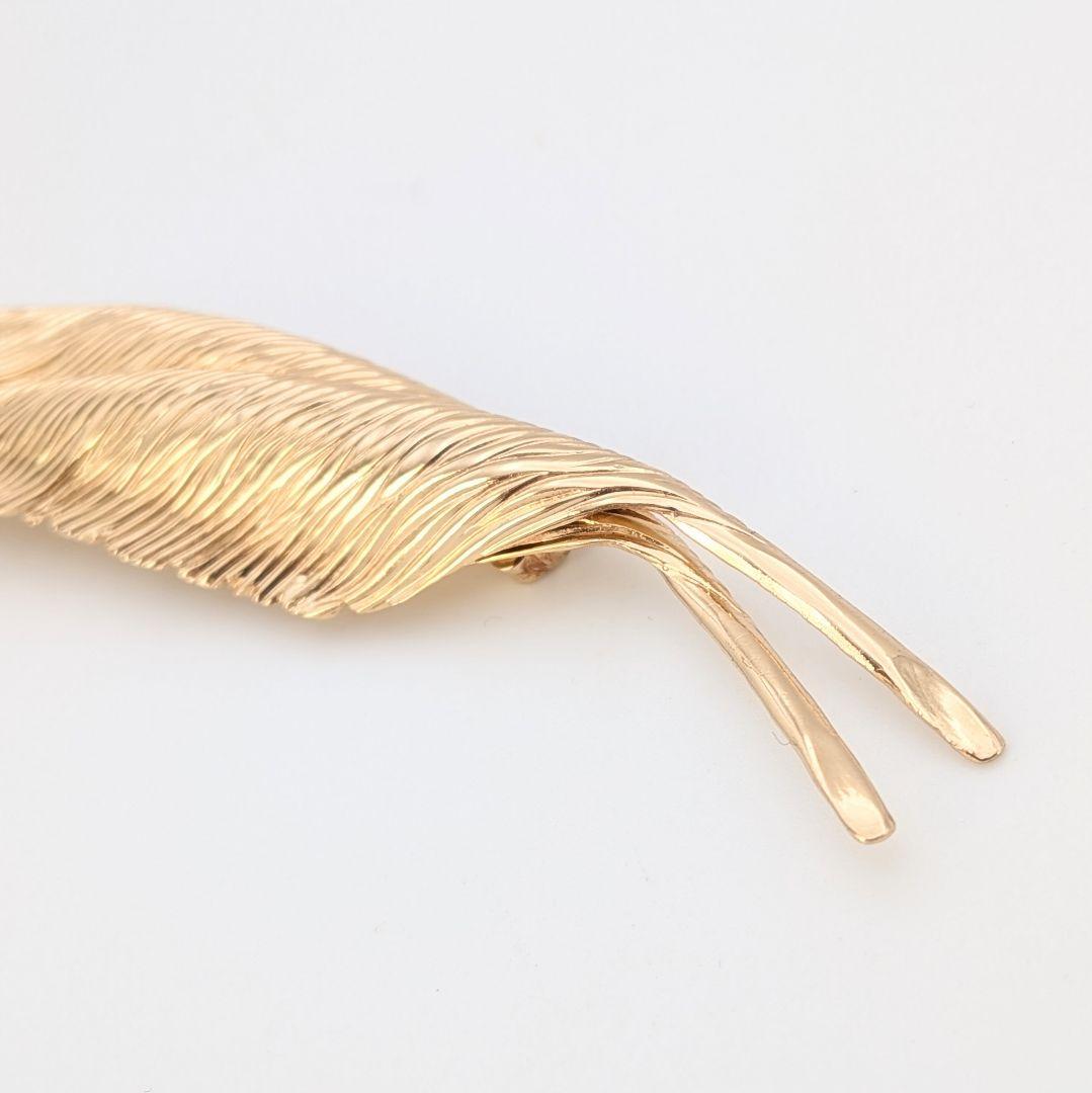 極美品 クリスチャンディオール Dior フェザー 羽根 ゴールド ブローチ