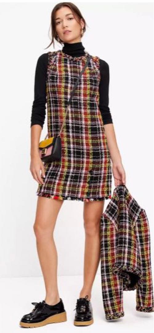 ケイトスペード美品 アートプラッドツイードドレス（サイズ0） - メルカリ