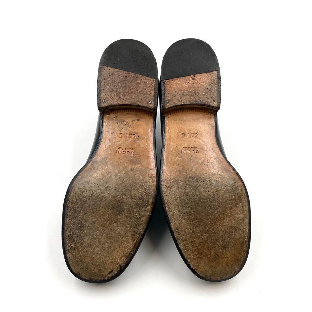 《超美品》グッチ ホース ビット ローファー シルバー金具 黒系 34 1/2