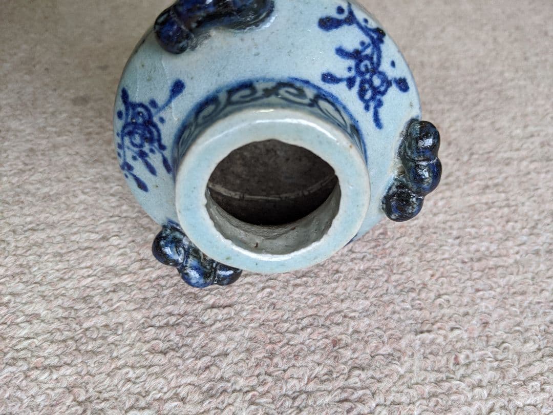 ⭐中国古陶磁 安南染付胴継ぎ小壺瓶！遺品少数 明時代 古美術 骨董品