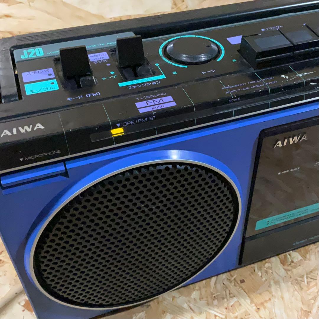AIWA CS-J20 青 ／ラジカセ レトロ ジャンク ／ラジオ受信OK - メルカリ