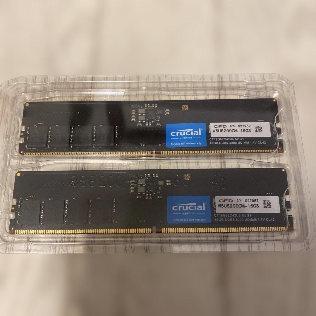 Crucial W5U5200CM-16GS 16GB DDR5 RAM 2枚 Amazon.co.jp: Crucial DDR5-5200 (PC4-41600) 16GB x 2 (32GB