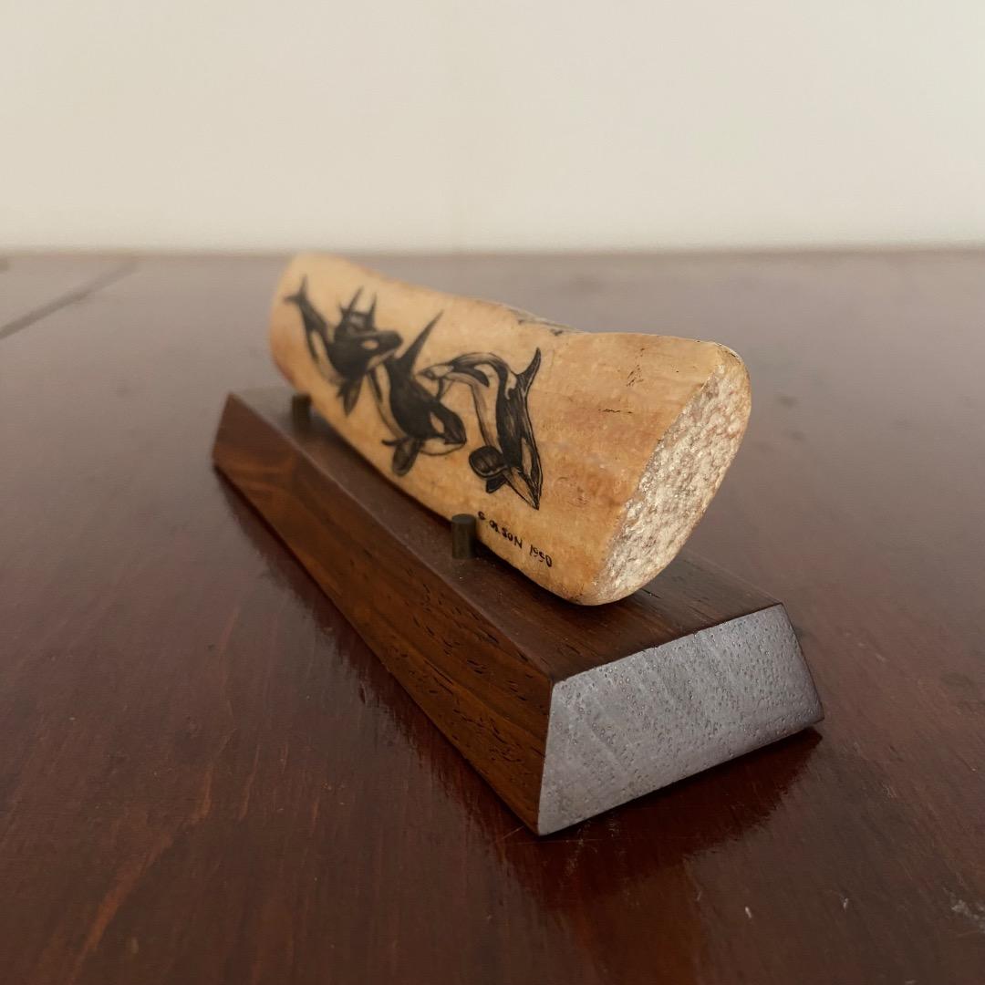 ケンタ様専用、イヌイット民芸品、セイウチ牙の置物、シャチ図案の通販