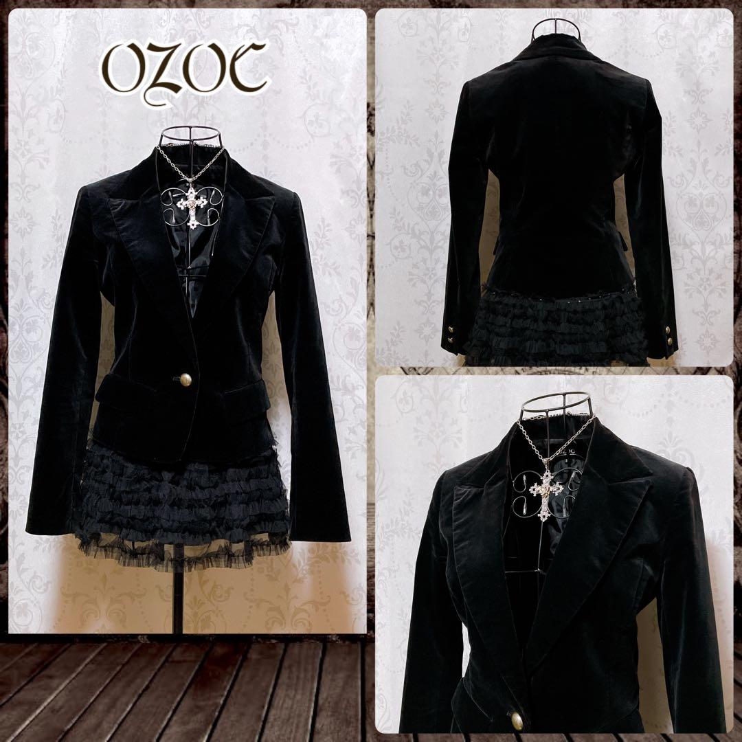 ベロア テーラードジャケット 黒 ダークコア パンク nana 平成ギャル
