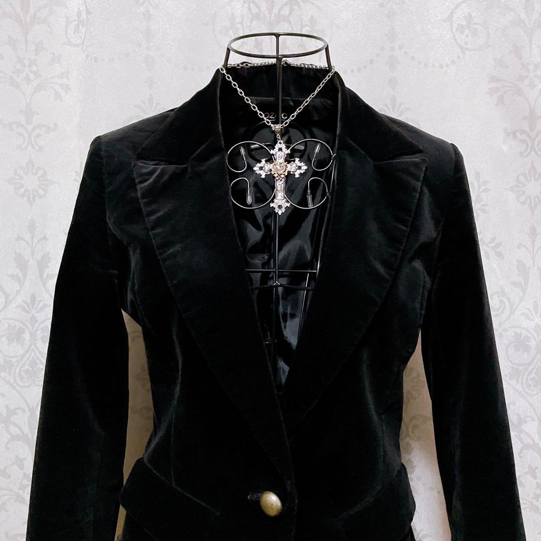 ベロア テーラードジャケット 黒 ダークコア パンク nana 平成ギャル