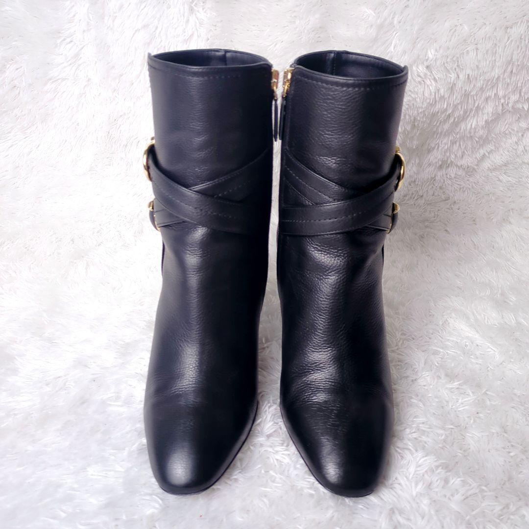美品 フェラガモ ガンチーニ レザー ショートブーツ サイドファスナー