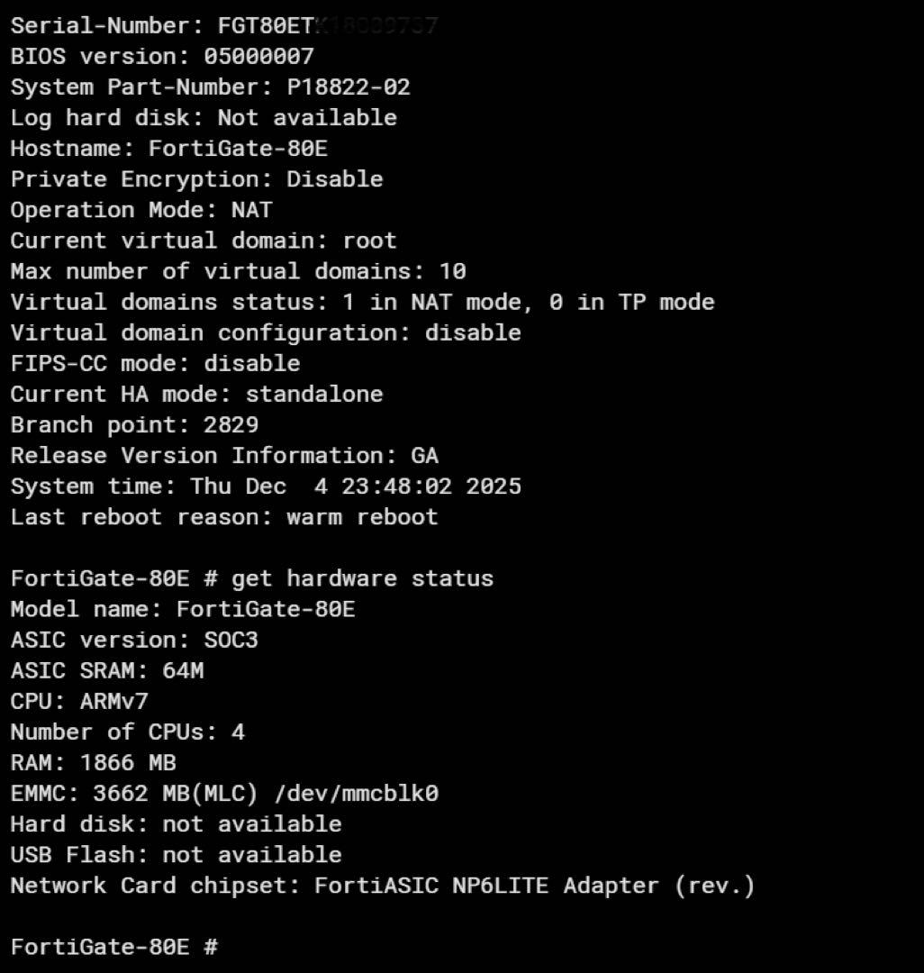 FORTINET FORTIGATE-80E(ライセンス切れ)【v7.4.9】② - メルカリ