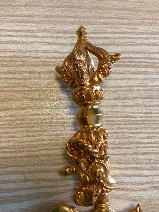 《 チベット密教　新品 》 カルタリ　金メッキ　龍　金剛杵　s66