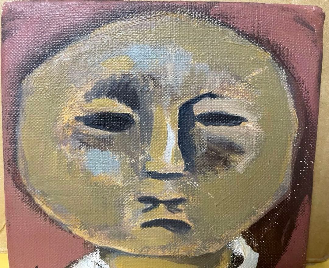 巨匠 脇田 和『顔』油彩 原画 約0号大 鬼貴重 真作保証 1