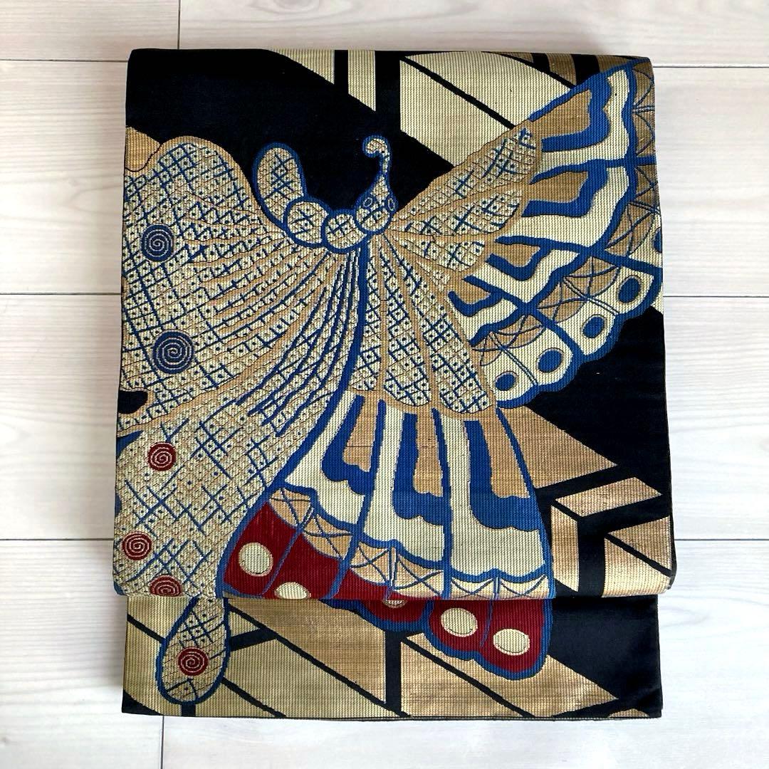 アンティーク京袋帯　蝶々の織り出し　大正ロマン　上質　正絹　No.2-26