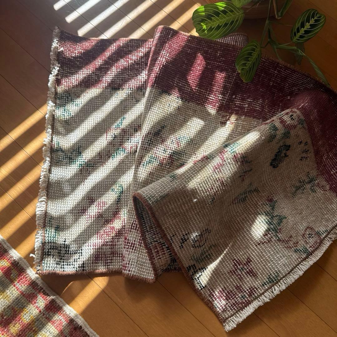 50×131アンティークボタニカル ランナーラグ トルコヴィンテージラグ