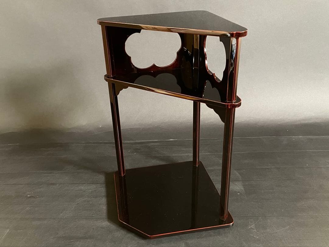 びひ】「母」 表千家 惺斎好 溜塗 好文棚 峰彩 共箱 茶道具（224F①