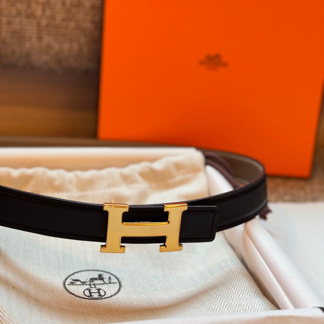 【美品】HERMES ベルトバックル 《ミニH》 & レザーベルトW刻印