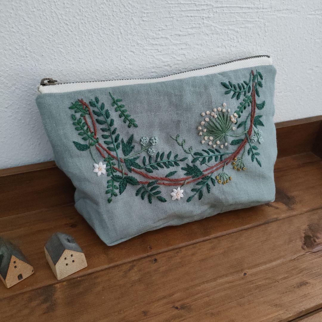 キャサリン様専用 リネン刺繍】マルチクロス メガネケース