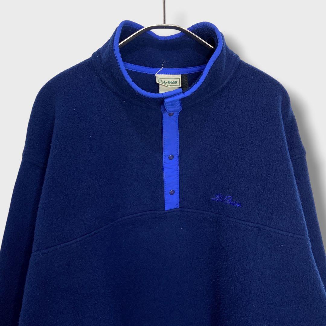 L.L.Bean☆ハーフスナップフリース☆90s☆筆記体ロゴ☆紺☆L相当