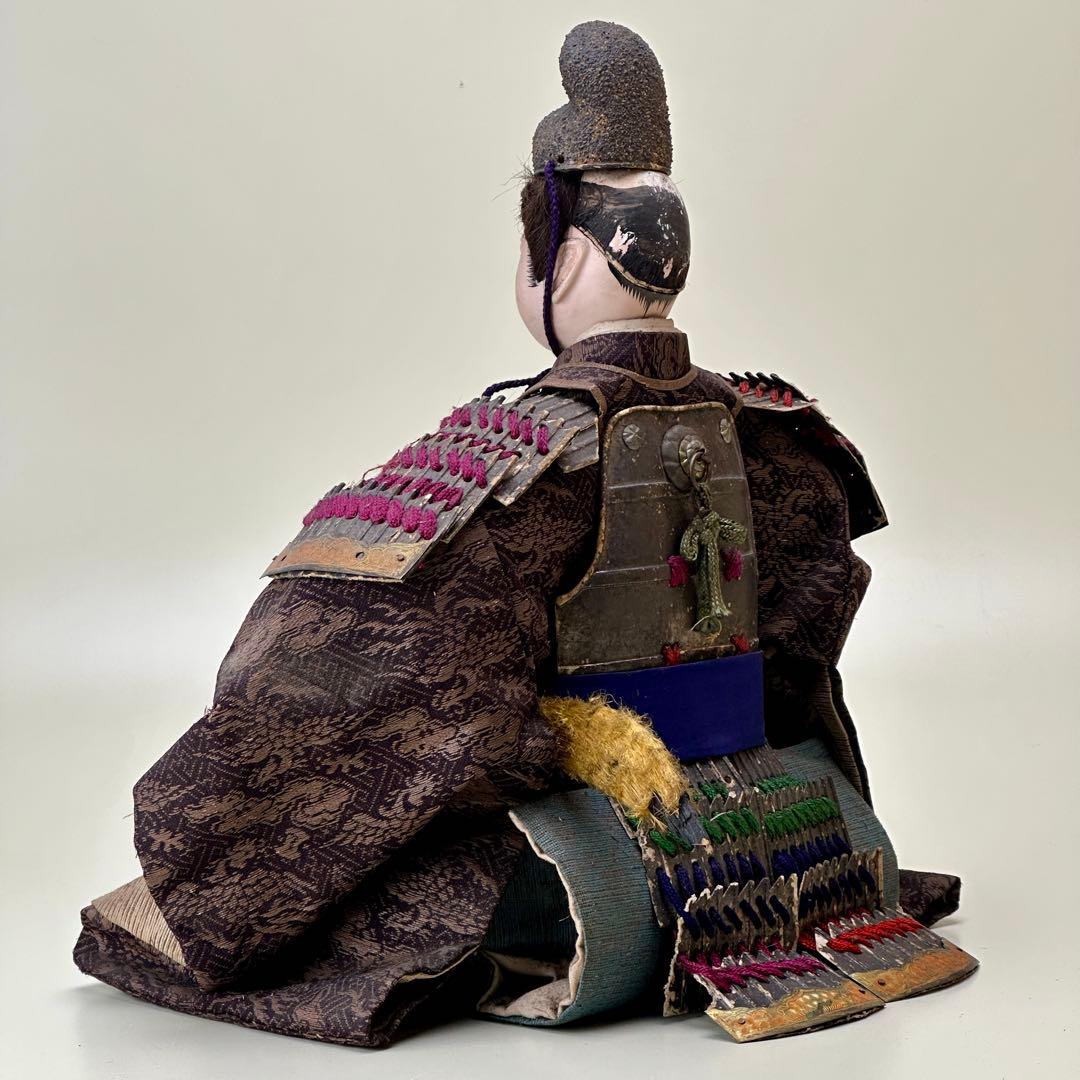 江戸〜明治時代 武者人形 鎧武者座り人形 高さ約32cm 古美術・骨董