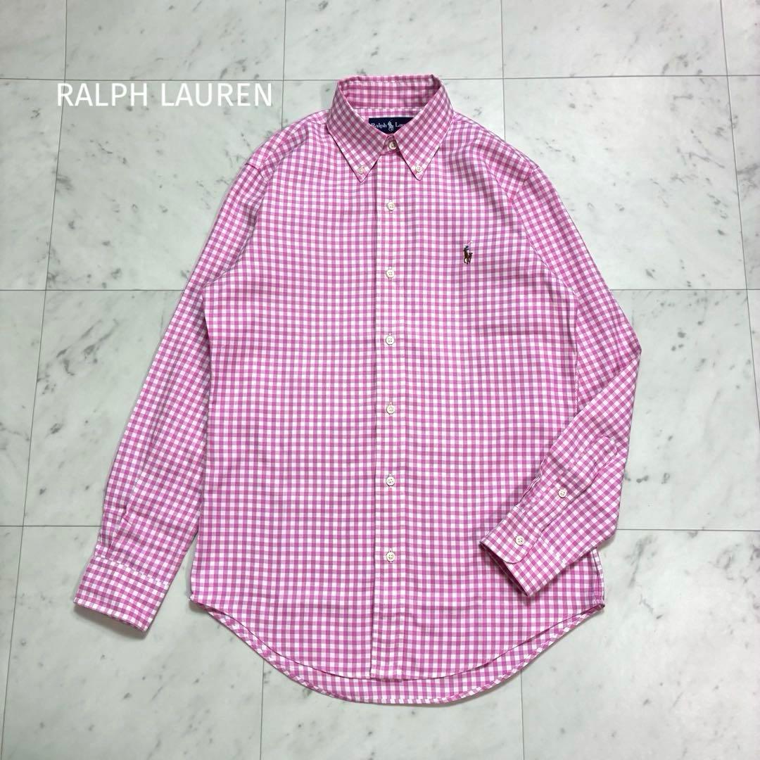 美品 ラルフローレン ギンガムチェック オックスフォードシャツ カラー
