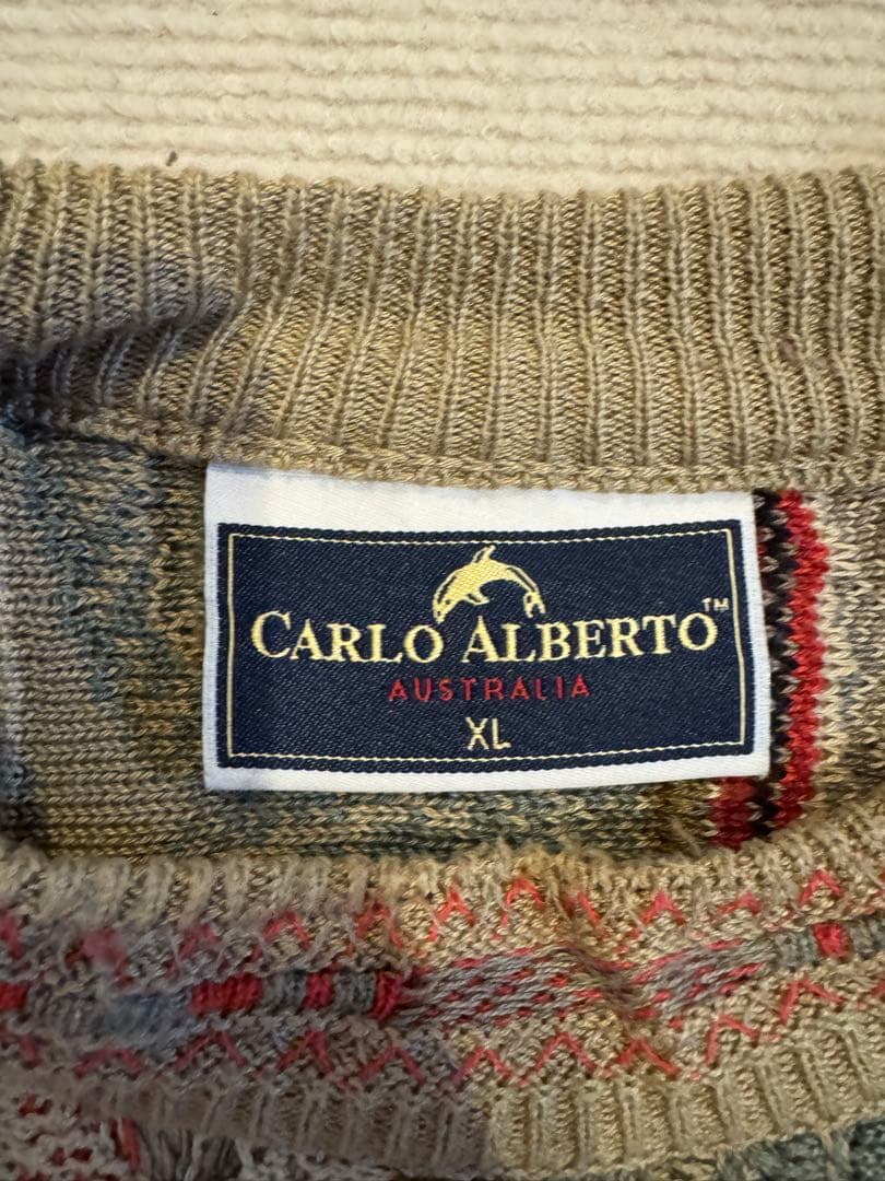 【希少XL】カルロアルベルト 3Dニット オーストラリア製 クージー風 総柄