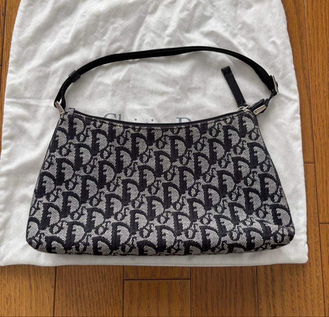ビンテージ ディオール トロッター柄黒ショルダーバッグ ガリアーノ期