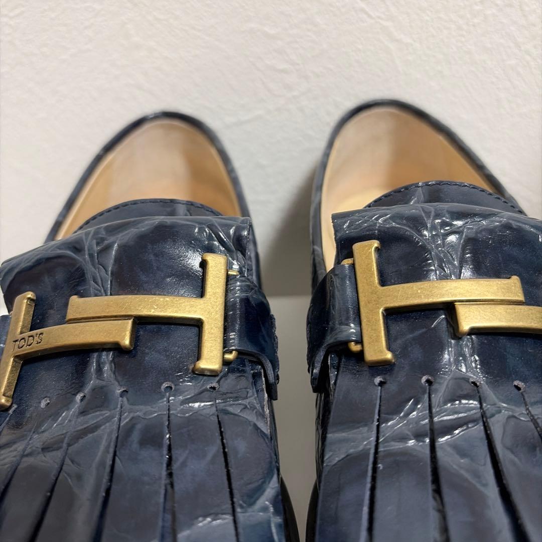 TOD'S ローファー フリンジ クロコ柄 24.5cm