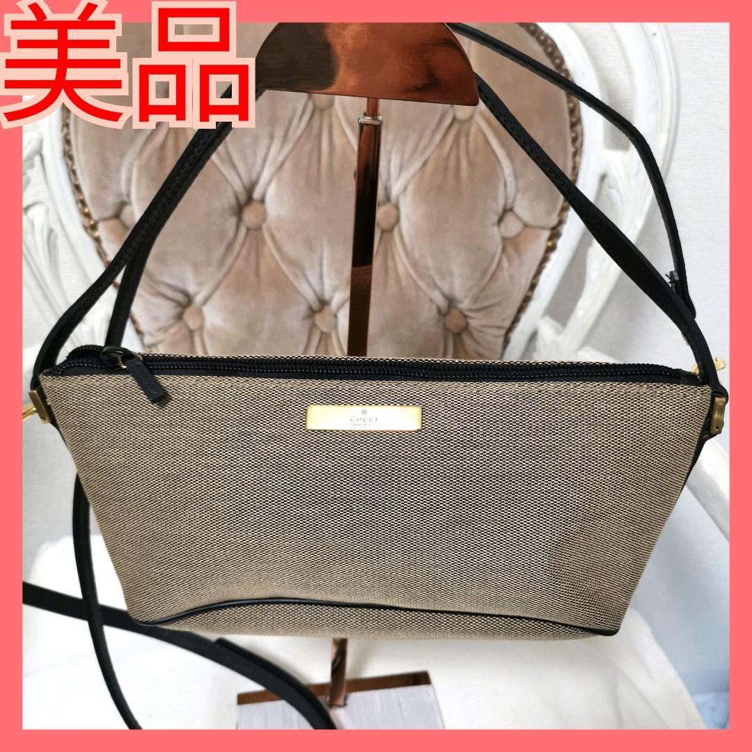 人気品】グッチGUCCI黒 GG柄アクセサリーポーチ ワンショルダーバッグ