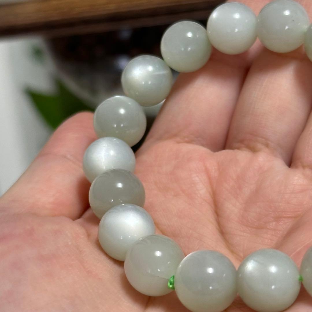 激レア【神秘】高品質 グリーンムーンストーン 11mm ブレスレット 一点物