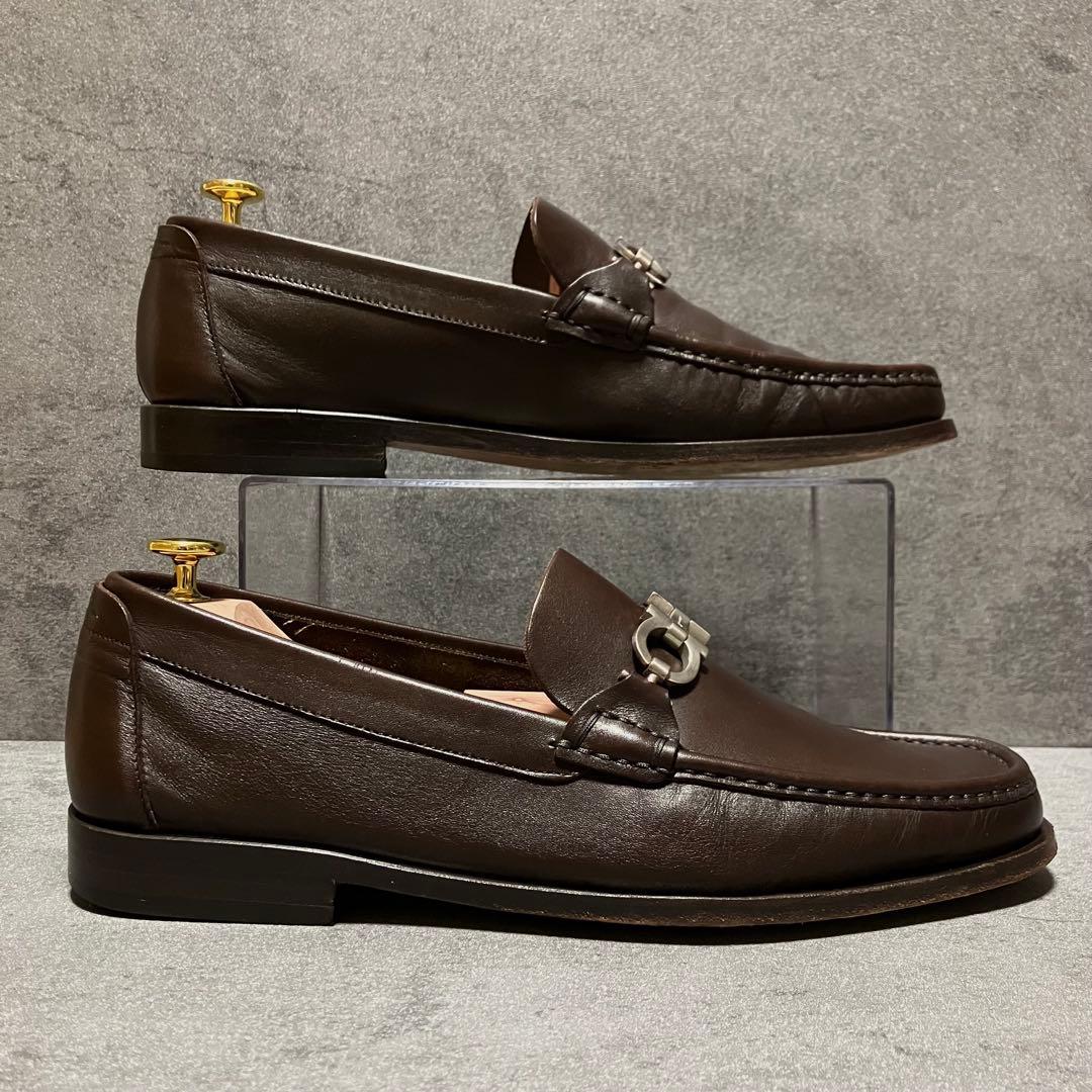 未使用級 フェラガモ ビットローファー ガンチーニ ブラウン 2217