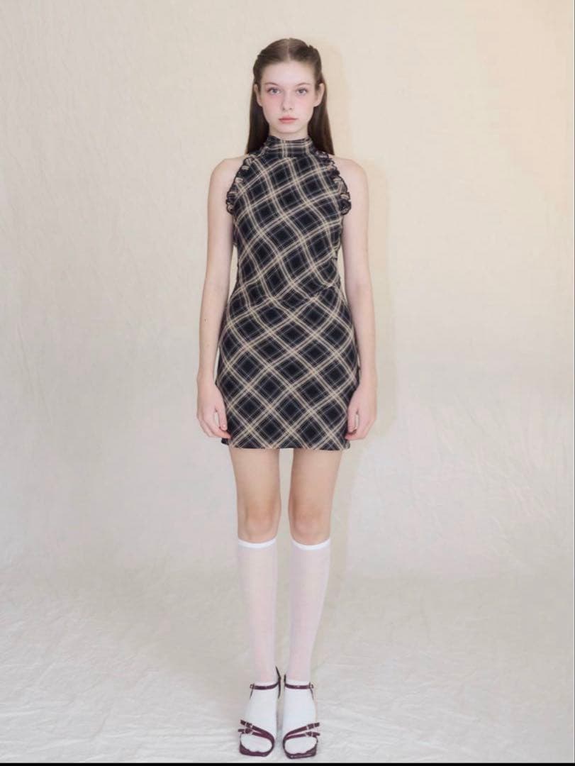 YILON MADE イロンDOLCE CHECK OP ワンピース NAVY