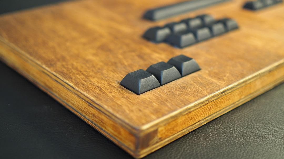 自作アケコン】木製キーボード型 ダークウォルナットレバーレス