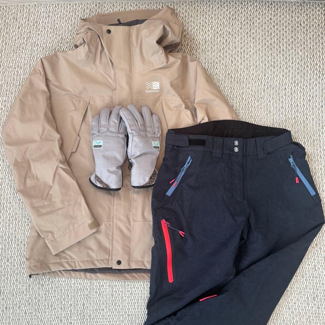 スキーウェア 上下+グローブセット レディース Lサイズ 5点セット レンタルよりお得 福袋 スノーボードウェア 上下セット