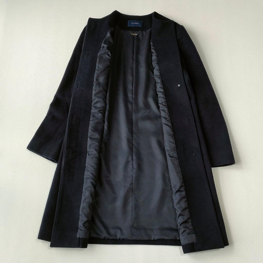 美品】ニューヨーカー 高級ウールビーバーコート ノーカラー シルク