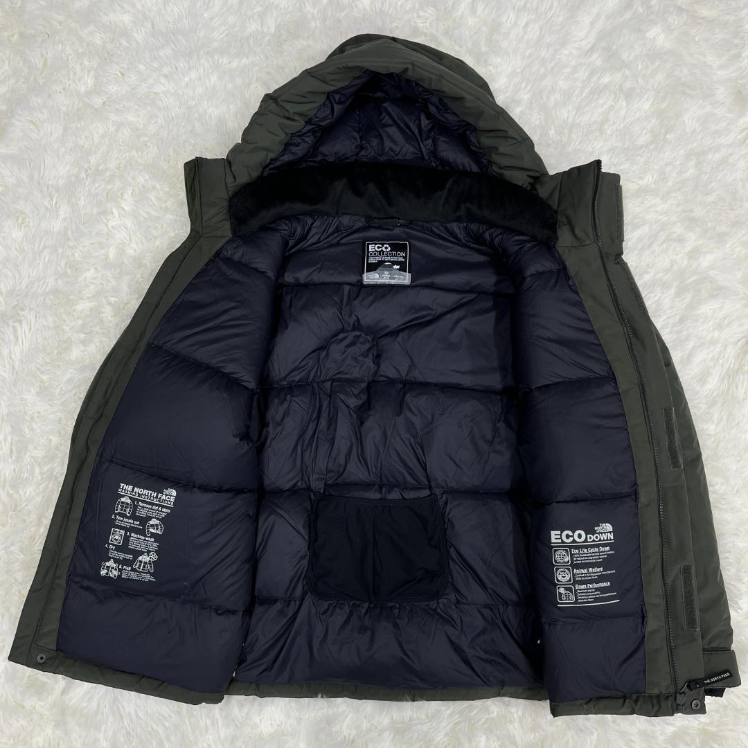 《美品》ザノースフェイス ダウンジャケット カーキ メンズ 95 (M)