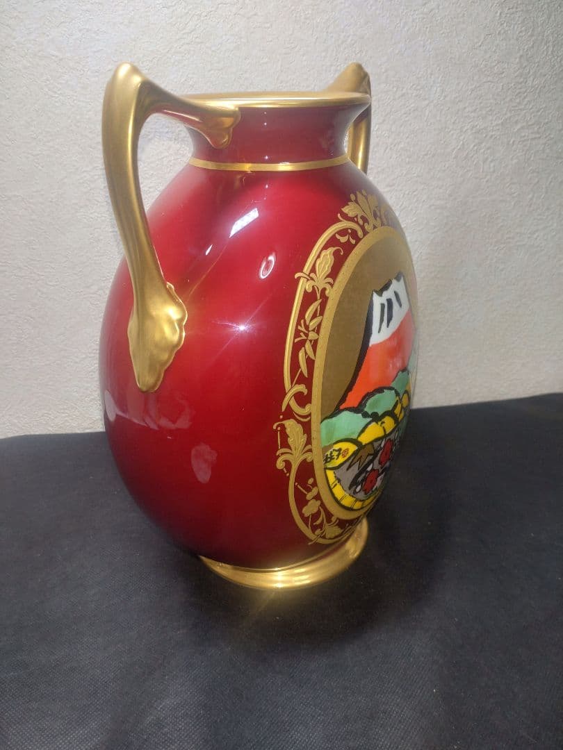 ノリタケ 片岡球子 赤富士辰砂花瓶 - メルカリ