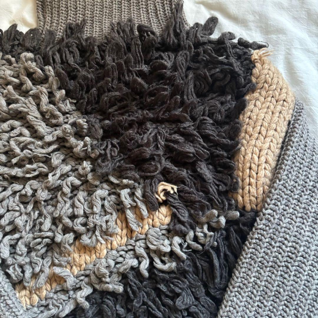 LEINWANDE ラインヴァンド パッチワークハンドニットカーディガン