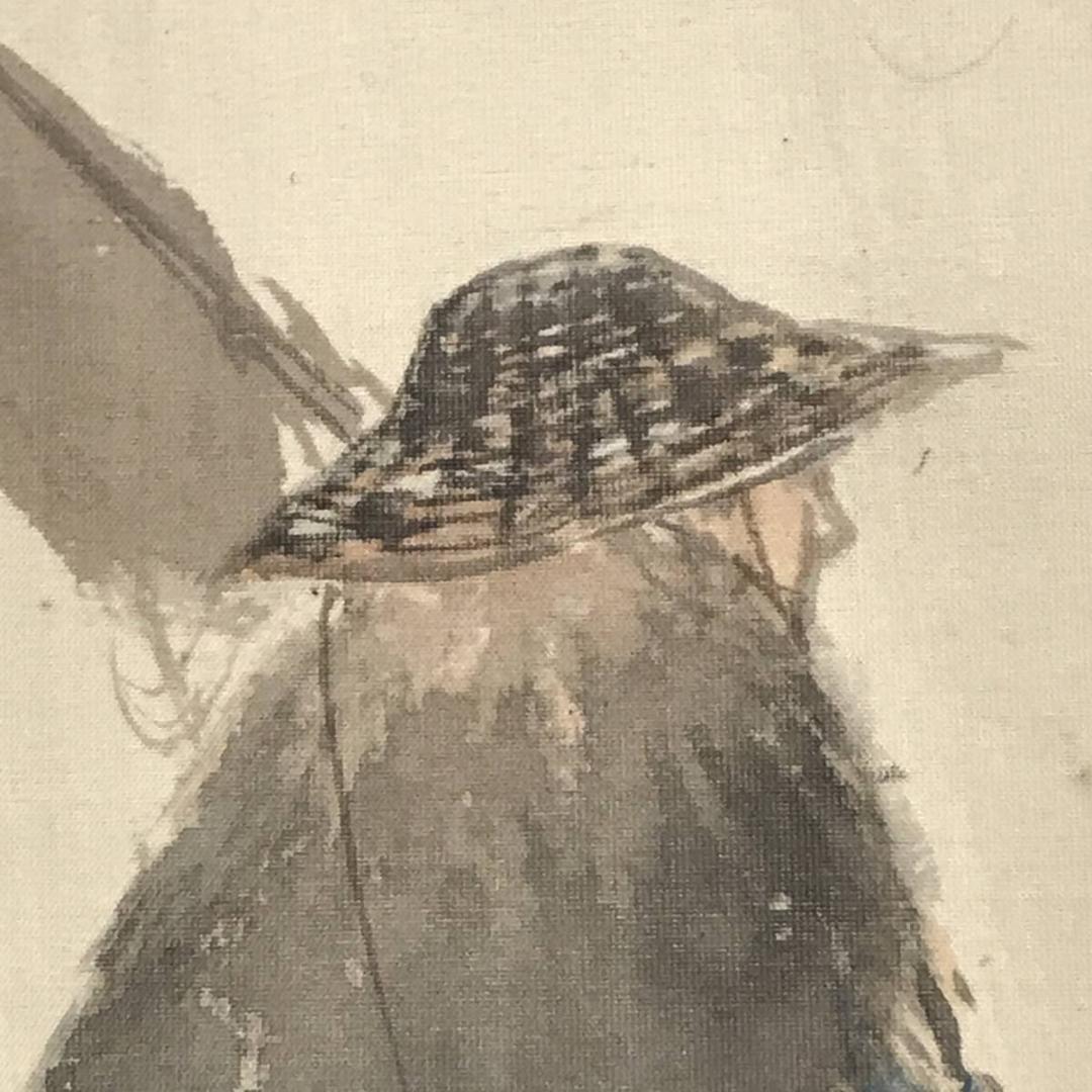 真作】三宅呉暁/雨中釣人図/釣人図/人物図/掛軸/名家伝来/AC-478