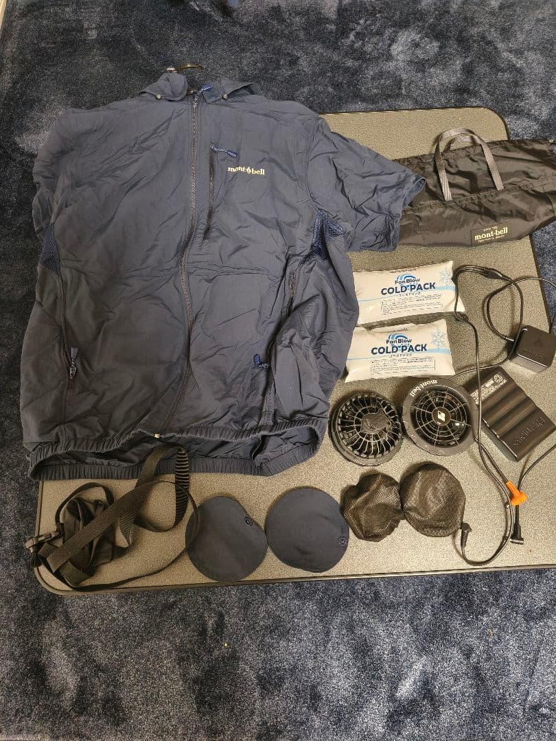 モンベル　ファンブロー空調服一式 ネイビー Lサイズ 冷却パック付き モンベル ファンブロー空調服一式 ネイビー Lサイズ 冷却パック付き